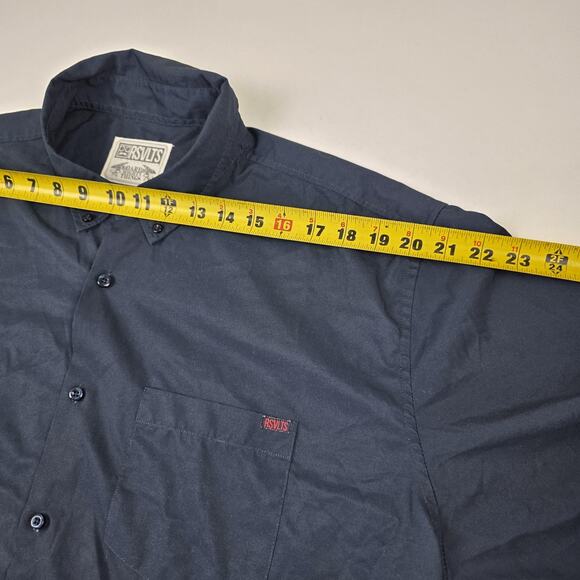 RSVLTS Shirt Mens 2XL Navy Red KUNUFLEX Flame Print Short Sleeve Button Down - Picture 8 of 12